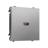 MS514030 Комплект механизма розетки HDMI 2.1 SIGMA Сталь матовый 30V/900MS 4K-120HZ 8K-60Hz QUANT PRO (SP5140, PR223)