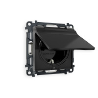 MA808010 Комплект механизма электрической розетки ALFA Черный матовый сз с шторками и крышкой IP44 QUANT AP8080, VM141 AMBRELLA VOLT