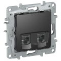 IEKETIKA Розетка компьютерная двойная RJ45 категория 5Е UTP 6726551 антрацит IEK