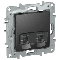 IEKETIKA Розетка компьютерная двойная RJ45 категория 5Е UTP 6726551 антрацит IEK