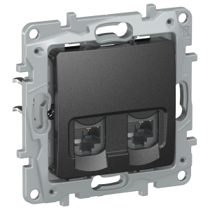 IEKETIKA Розетка компьютерная двойная RJ45 категория 5Е UTP 6726551 антрацит IEK