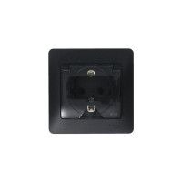 GLOSSA РОЗЕТКА с заземлением со шторками с прозрачной крышкой, 16А, IP44, в сборе, АНТРАЦИТ GSL000748