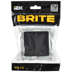 BRITE Выключатель 2-клавишный перекрестный 10А ВС10-2-3-БрЧ черный IEK