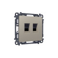 MA372110 Комплект механизма компьютерной двойной розетки RJ-45 с автоматической защитной шторкой ALFA Серо-бежевый матовый QUANT (AP3721, VM189) AMBRELLA VOLT