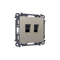 MA372110 Комплект механизма компьютерной двойной розетки RJ-45 с автоматической защитной шторкой ALFA Серо-бежевый матовый QUANT (AP3721, VM189) AMBRELLA VOLT