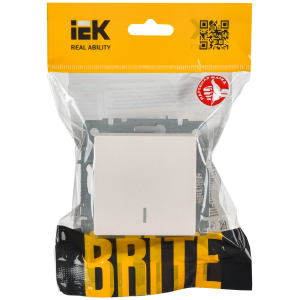 BRITE Выключатель 1-клавишный проходной с индикацией 10А ВС10-1-7-БрЖ жемчуг IEK
