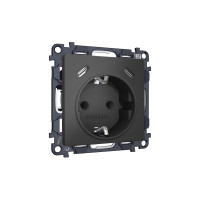 MA910510 Комплект механизма электрической розетки 2USB СC 20W сз на винтовых зажимах 16A-250V ALFA Графит мягкое касание QUANT AP9105, VM165 AMBRELLA VOLT