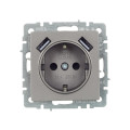 BRITE Розетка 1-местная с заземлением с защитными шторками 16А с USB AA 5В 3,1А РЮш10-2-БрС сталь IEK