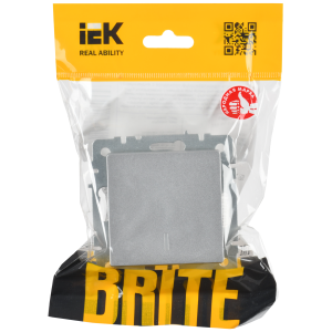 BRITE Выключатель 1-клавишный проходной с индикацией 10А ВС10-1-7-БрА алюминий IEK