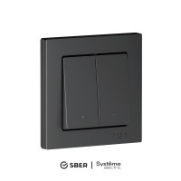 ATLASDESIGN SMART 2-кл. ВЫКЛЮЧАТЕЛЬ с подсв., Zigbee, сх.5, L+N, 10А, мех., КАРБОН ATN001053Z
