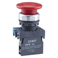 Кнопка управления Грибок NP8-01M/1 d40мм (2) 1НЗ IP65 с самовозвратом без подсветки красн. (R) CHINT 667261