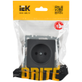 BRITE Розетка 1-местная без заземления с защитными шторками 10А РСш10-2-БрГ графит IEK