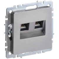BRITE Розетка компьютерная двойная RJ45 кат.6 РК11-2-БрС сталь IEK