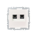 BRITE Розетка компьютерная двойная RJ45 кат.6 РК11-2-БрЖ жемчуг IEK