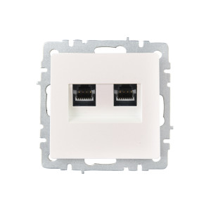 BRITE Розетка компьютерная двойная RJ45 кат.6 РК11-2-БрЖ жемчуг IEK