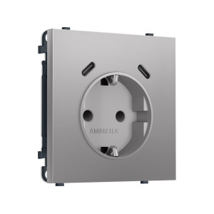MS510510 Комплект механизма электрической розетки SIGMA Сталь матовый 2USB СC 20W быст. зар. сз сш 16A-250V QUANT PRO SP5105, PR165