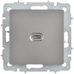 BRITE Розетка USB C 65Вт высокоскоростная зарядка РЮ12-1-БрС сталь IEK