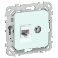 FLITE Розетка 2-местная RJ45/TV категория 5Е UTP РКТВ5е-2-0-ФлХЛ холодный лед IEK