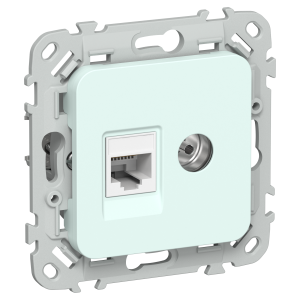 FLITE Розетка 2-местная RJ45/TV категория 5Е UTP РКТВ5е-2-0-ФлХЛ холодный лед IEK