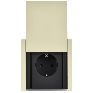 FORTEPIANO Розетка 1-местная с заземлением с защитными шторками и крышкой винтовое крепление 16А IP44 FP821M металл слоновая кость IEK