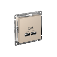 ATLASDESIGN USB РОЗЕТКА A+A, 5В/2,1А, 2х5В/1,05А, механизм, ПЕСОЧНЫЙ ATN001233