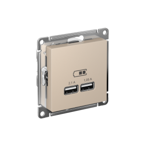 ATLASDESIGN USB РОЗЕТКА A+A, 5В/2,1А, 2х5В/1,05А, механизм, ПЕСОЧНЫЙ ATN001233