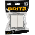 BRITE Выключатель 2-клавишный проходной 10А безвинтовое крепление ВС11-2-6-БрБ белый IEK