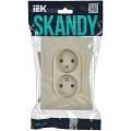 SKANDY Розетка 2-местная без заземления с защитными шторками 10А в сборе SK-R09B бежевый IEK
