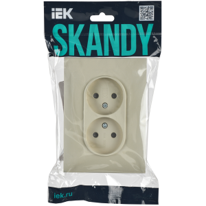 SKANDY Розетка 2-местная без заземления с защитными шторками 10А в сборе SK-R09B бежевый IEK