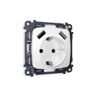 MO109010 Комплект механизма электрической розетки OMEGA Белый глянец 2USB AA 18W быстрая зарядка сз QUANT OP1090, VM155 AMBRELLA VOLT