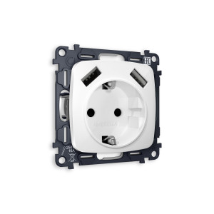 MO109010 Комплект механизма электрической розетки OMEGA Белый глянец 2USB AA 18W быстрая зарядка сз QUANT OP1090, VM155 AMBRELLA VOLT