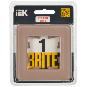 BRITE Рамка 1-местная РУ-1-2-Бр стекло дымчатый RE IEK