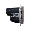 BRITE Розетка 1-местная с заземлением с защитными шторками 16А с USB AA 5В 2,1А РЮш10-1-БрС сталь IEK
