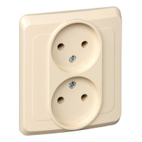 ЭТЮД С/У РОЗЕТКА двойная без заземления без шторок, 16А, 250B, КРЕМОВЫЙ PC16-005K