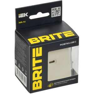 BRITE Розетка USB C 65Вт высокоскоростная зарядка РЮ12-1-БрКр бежевый IEK