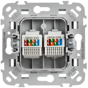 FLITE Розетка 2-местная компьютерная RJ45 категория 5Е UTP РК5е-2-0-ФлМА мокрый асфальт IEK
