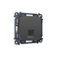 MO912030 Комплект механизма телефонной розетки OMEGA Графит мягкое касание RJ-11(4P4C) с шторкой QUANT (OP9120, VM190) AMBRELLA VOLT
