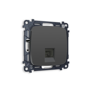 MO912030 Комплект механизма телефонной розетки OMEGA Графит мягкое касание RJ-11(4P4C) с шторкой QUANT (OP9120, VM190) AMBRELLA VOLT