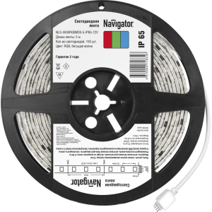 Лента светодиодная 71 834 NLS-5050RGBM30-5-IP65-12V 5Вт/м Бегущая волна (уп.5м) Navigator 71834