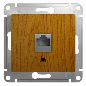 GLOSSA РОЗЕТКА компьютерная RJ45 кат. 5e, механизм, ДУБ GSL000581K
