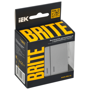 BRITE Выключатель 2-клавишный с индикацией для отелей 10А ВС10-2-9-БрА алюминий IEK