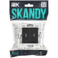 SKANDY Выключатель 2-клавишный проходной с индикацией 10А SK-V10Bl черный IEK
