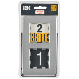 BRITE Рамка 2-местная РУ-2-1-Бр металл алюминий RE IEK
