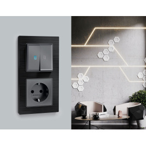 AF550502 Рамка ALFA Platos Черный Металл шлифованный 2-ая AMBRELLA VOLT