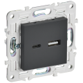 SKANDY Розетка USB A+C 18Вт SK-R13G графит IEK