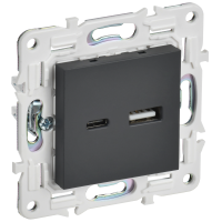 SKANDY Розетка USB A+C 18Вт SK-R13G графит IEK