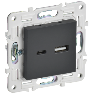 SKANDY Розетка USB A+C 18Вт SK-R13G графит IEK