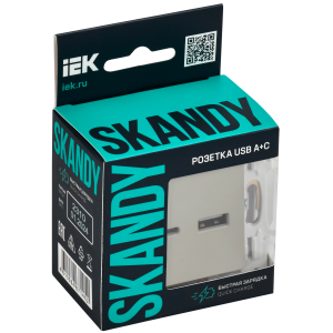 SKANDY Розетка USB A+C 18Вт SK-R13B бежевый IEK