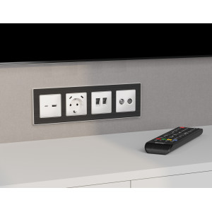 MA132110 Комплект механизма компьютерной двойной розетки RJ-45 с автоматической защитной шторкой ALFA Белый матовый QUANT (AP1321, VM189) AMBRELLA VOLT
