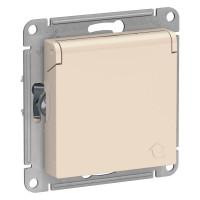 ATLASDESIGN РОЗЕТКА с заземлением со шторками с крышкой, 16А, IP20, механизм, БЕЖЕВЫЙ ATN000246
